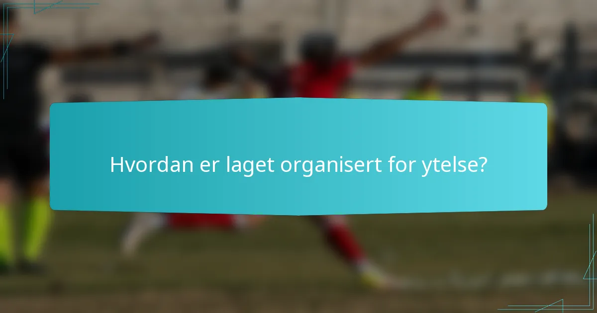 Hvordan er laget organisert for ytelse?